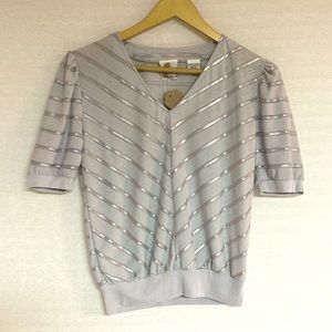 Vintage 80s Silver Chevron Blouse